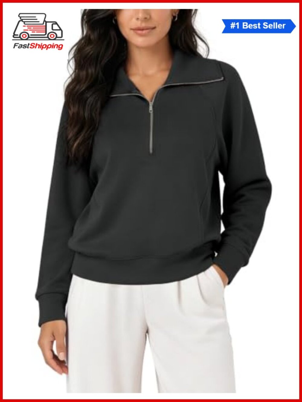 ✨ODODOS Modal Soft Half-Zip Sweatshirt Relaxed Fit Collared Pullover Top Women